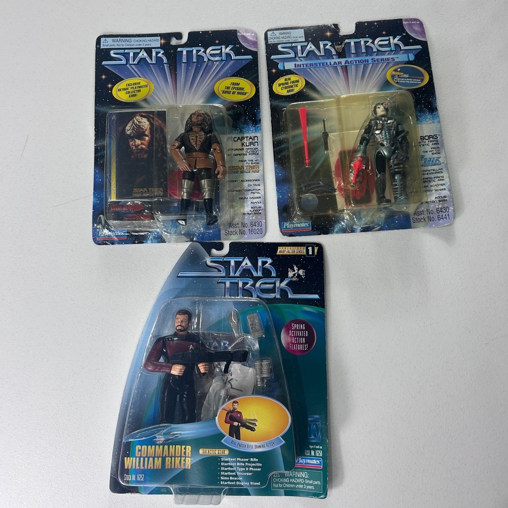 Vintage Star Trek Playmates 90s Action Figure Riker Kurn Borg 16252 6441 Lot 3